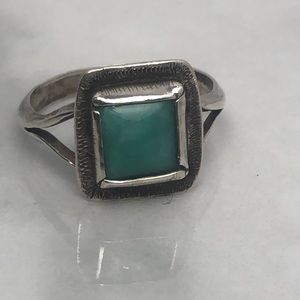 Green & silver ring size 6
